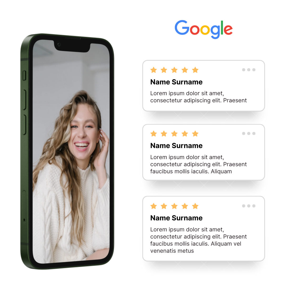 Real Google reviews displayed on phone